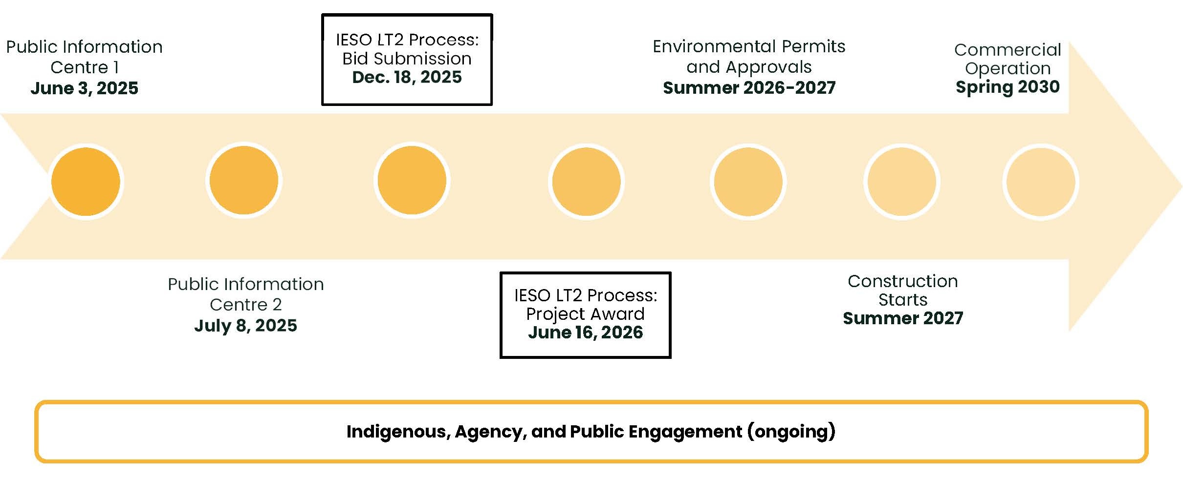 Dates set by the IESO LT2 Process are outlined.
